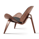 NNEOBA Mid-Century Modern Nordic Design Shell Chair in Black Walnut