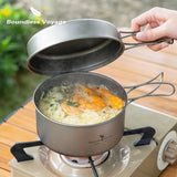 NNEOBA Titanium Camping Cookware Set Pan with Folding Handles Silver