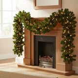 Christmas Garland Wreath, 2.7M Artificial Pine Rattan with LED Lights, Hanging Decor for Xmas Tree, Home Party, Door, Fireplace