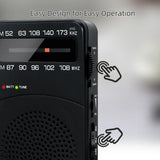 NNEOBA Mini Portable Radio Headphone Jack Black
