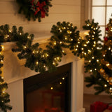 Christmas Garland Wreath, 2.7M Artificial Pine Rattan with LED Lights, Hanging Decor for Xmas Tree, Home Party, Door, Fireplace