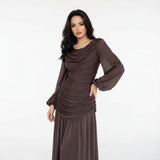 Women's Draped Long Sleeve Dress