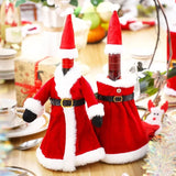 A-02(22x21cm) Creative Christmas Wine Bottle Set Golden Velvet Dress Wine Bottle Covers Sleeve Santa Snowman Xmas New Year Dinner Table Decor
