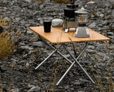 NNEOBA Portable Outdoor Bamboo Folding Table 2-Fold Camping Desk Brown