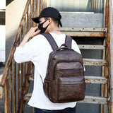 NNEOBA PU Leather Laptop Backpack Dark Brown