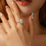 Sterling Silver 1 Carat Oval Moissanite Ring – Vintage Elegant Statement Ring for Women