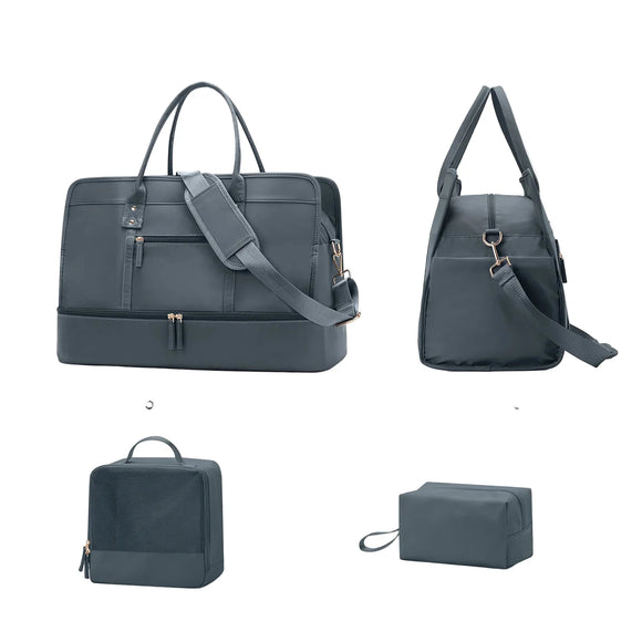 NNEOBA Luggage Travel Bag with Clothes and Toiletry Bag (Grey)