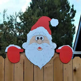 Christmas Santa Claus Peeker Fence Ornament Yard Decor