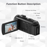 NNEOBA Digital HD Camera with Rotating Screen with 32G Card Black