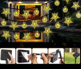12M 100-LED Solar String Lights Warm Light Crystal Ball & Star