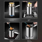 NNEOBA Stainless Steel Deep Fryer Pot with Basket And Lid Silver