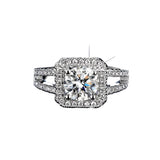 Women's 925 Sterling Silver Crystal Square Ring