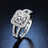 Women's 925 Sterling Silver Crystal Square Ring