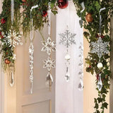 10Pcs Glitter Snowflake Christmas Ornaments Sparkling Hanging