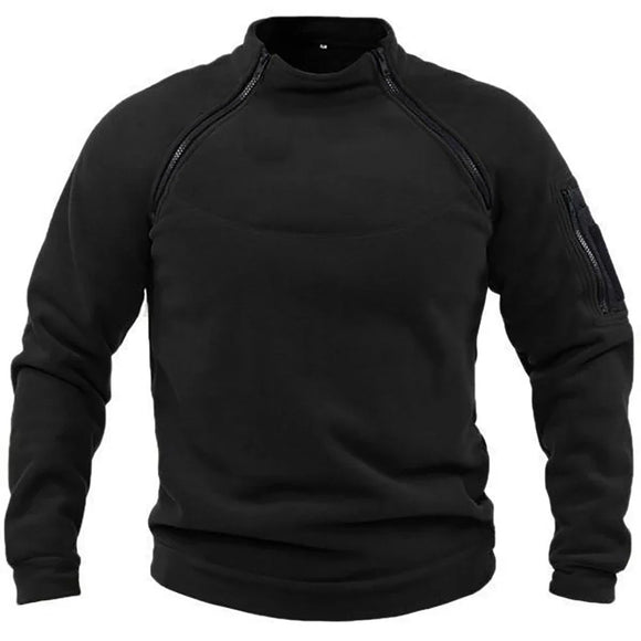 NNEOBA Men's Tactical Fleece Pullover Jacket Outdoor Hiking (Black)