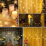 3.2M Warm White LED Snowflake Curtain Lights