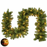 Christmas Garland Wreath, 2.7M Artificial Pine Rattan with LED Lights, Hanging Decor for Xmas Tree, Home Party, Door, Fireplace