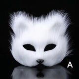 Halloween Fox Shape Half Face Eye Mask Sexy Imitation Cat Hair Animal Mask Christmas Carnival Party Cosplay Costume Props Masque