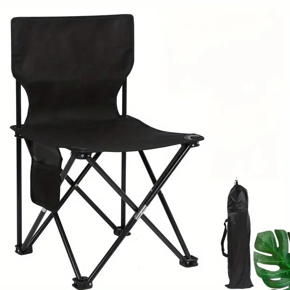 NNEOBA Foldable Camping Chair with Side Pocket Black