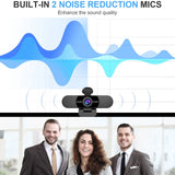 NNEOBA 1080P HD USB Webcam Dual Noise-Canceling Mics Black