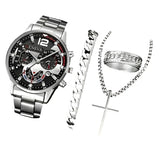 NNEOBA 4PCS Men's Stainless Steel Quartz Watch Set (W118-C)