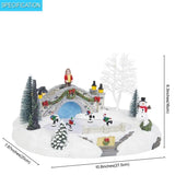 Animated Christmas Village Skating Scene with Lights