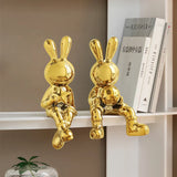 NNEOBA Modern Elegance: Electroplating Rabbit Sculpture Set for Chic Home and Office Decor