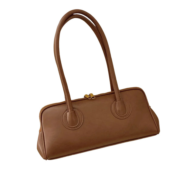 NNEOBA Baguette Shoulder Bag Large Pillow Style (Dark Brown)