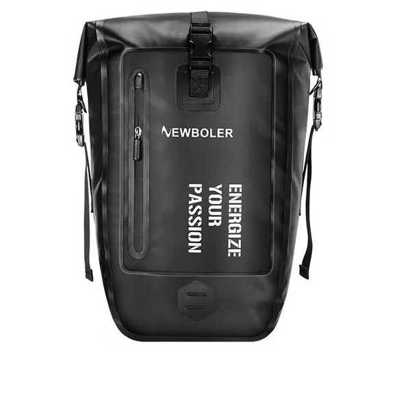 NNEOBA 27L Waterproof Bike Pannier Bag with Roll-Top Closure Black