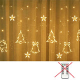 3.5M Warm White LED Tree Deer Bell Christmas Curtain String Lights