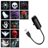 USB Halloween Ghost Skull Projector Light 360° Rotating 12 Switchable Patterns