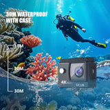 NNEOBA 4K Action Camera 30M Waterproof Sports Cam Balck