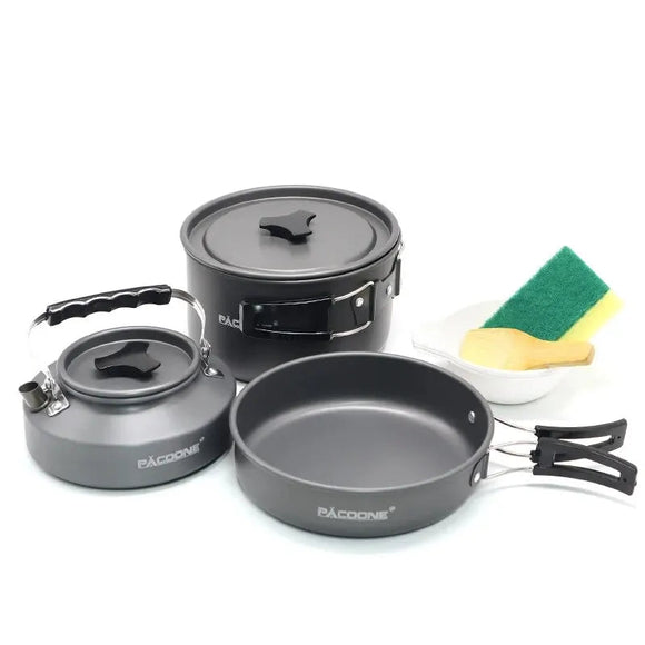 NNEOBA Portable Aluminum Camping Cookware Kit Grey