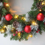Elegant Red Christmas Wreath LED PVC Red Fruit Christmas Wreath Window Door Wall Ornament Decorations Home Halloween Decor Gifts