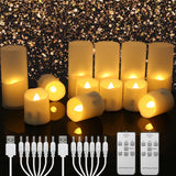 NNEOBA 6-Pack Rechargeable LED Tealight Candles with Remote And Timer White