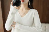 Women's V-Neck Lace Hollow Out Knitted Sweater