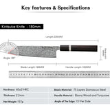 NNEOBA 7-Inch Hand-Forged Kiritsuke Knife 73-Layer Damascus Steel Black