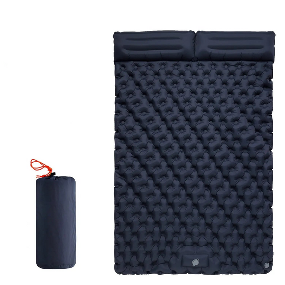 NNEOBA Double Inflatable Camping Mattress with Built-in Pillow Pump Navy Blue