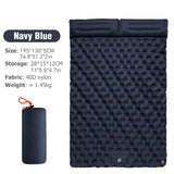 NNEOBA Double Inflatable Camping Mattress with Built-in Pillow Pump Navy Blue