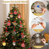 NNEOBA 50pcs Transparent Acrylic Christmas Tree Ornament Bells for DIY Craftin