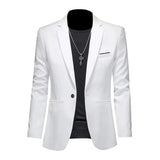 NNEOBA Mens Slim Fit Casual Suit Jacket Single Button (White)