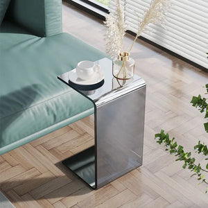 NNEOBA Contemporary Gray Acrylic Small Side Table - Elegant Accent for Modern Living Spaces