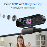 NNEOBA 4K USB Webcam with Tripod Sony Sensor Autofocus Black