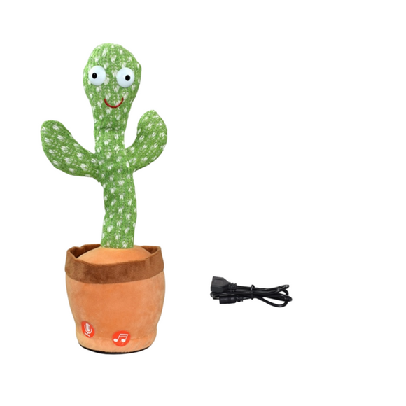 NNEOBA Dancing Cactus Repeat Talking Toy Electronic Plush Toys Can Sing Record Lighten Battery USB Charging Early Education Funny Gift