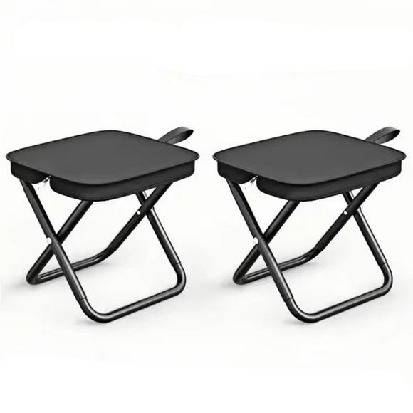 NNEOBA 2PCS Portable Folding Backpack Stools Black