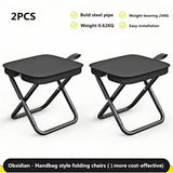 NNEOBA 2PCS Portable Folding Backpack Stools Black