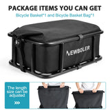NNEOBA Rear Bike Basket with Waterproof Bag Metal Rear Rack Carrier Black