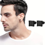 NNEOBA Earrings Stainless Steel 5 Pairs Set for Men (Black)
