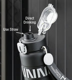 NNEOBA 800ML Sports Vacuum Flask with Straw Black