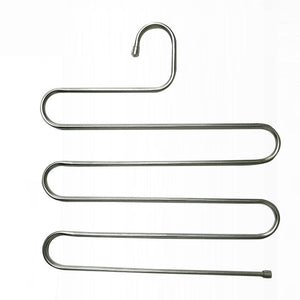 NNEOBA 5 layers Stainless Steel Clothes Hangers S Shape Pants Storage Hangers Clothes Storage Rack Multilayer Storage Cloth Hanger